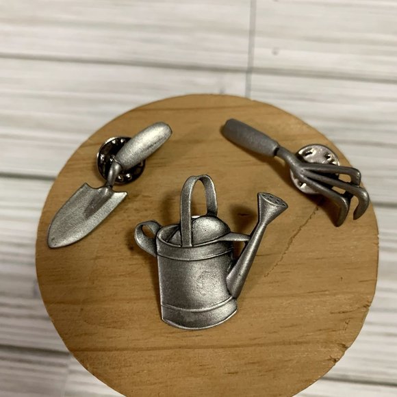 Vintage JJ Pewter Gardening Pin 3 Piece Set - Picture 2 of 6